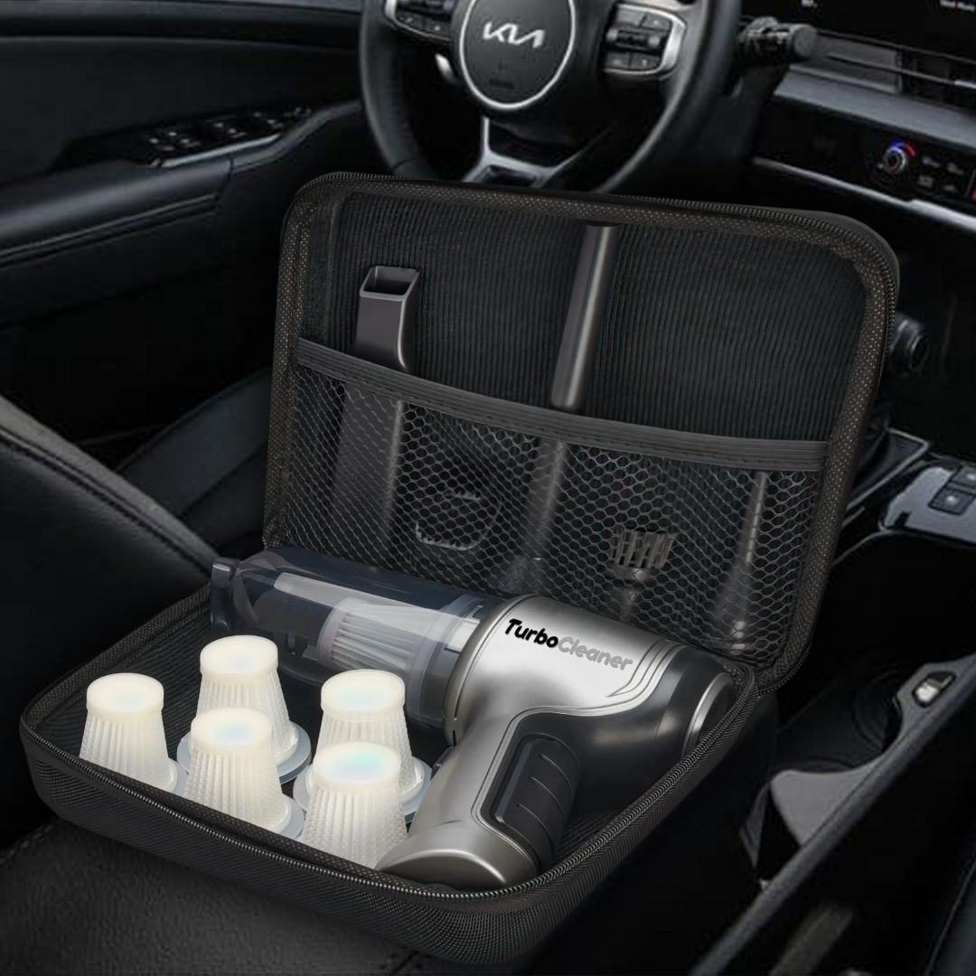 TurboClean im Aufbewahrungskoffer auf dem Autositz